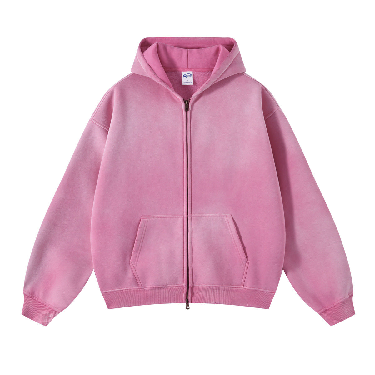 Spray Dyed Washed And Worn Zipper Sweater
