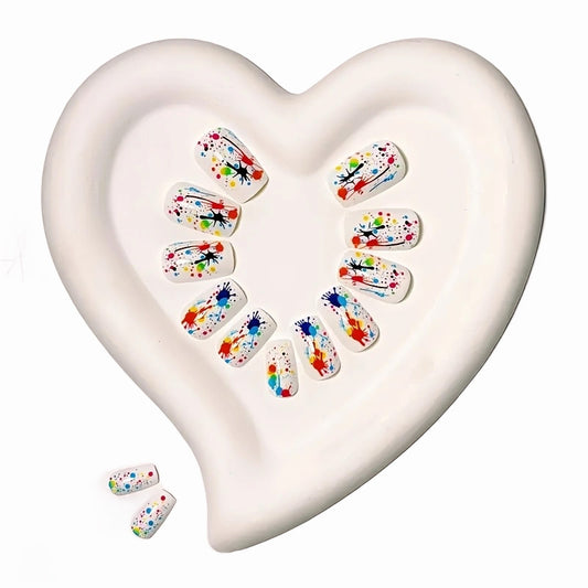 Wear Colored Ink Polka Dots Personality Fashion Nail Tips 24 Pieces