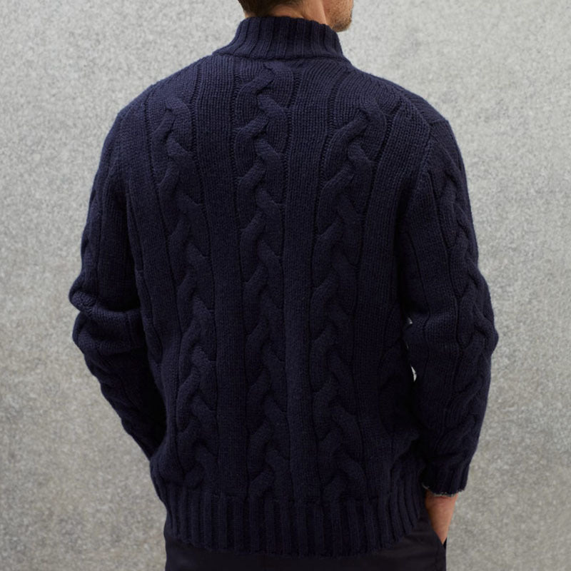 Men's Solid Color Zipper Knitted Jacket