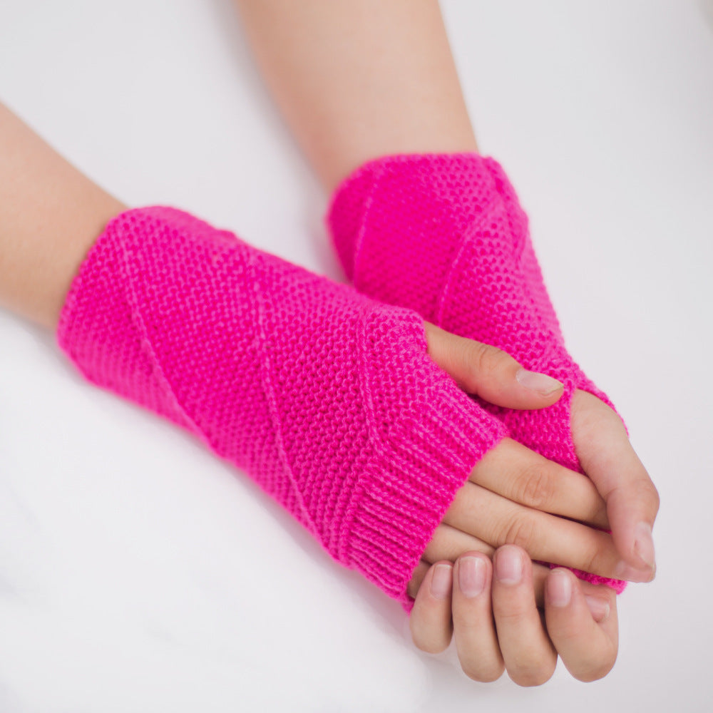 Colorful Warm Half Fingerless Gloves Knit