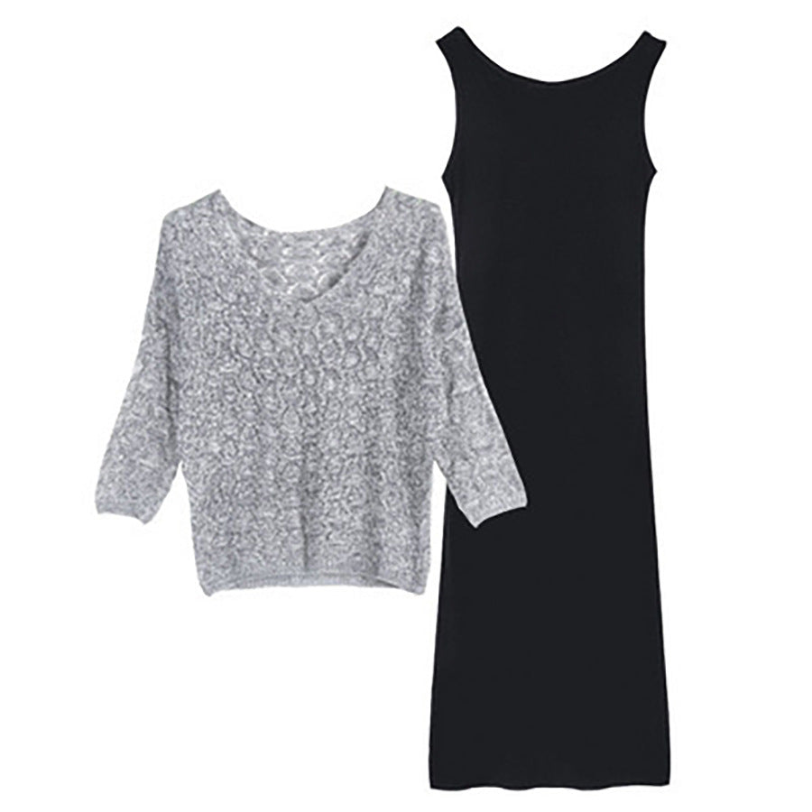 Women's Batwing Sleeve Knitwear Dress Suit