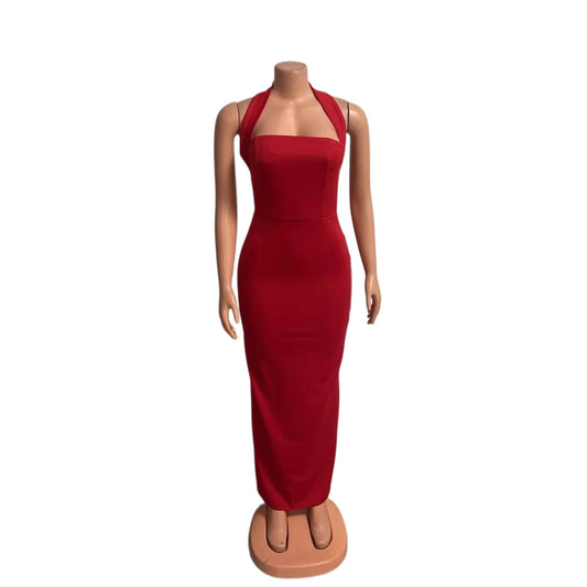 Shoulder-baring Elegant Slit Sheath Dress