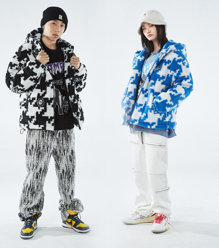 Trendy Loose Irregular Plaid Jacket Couples