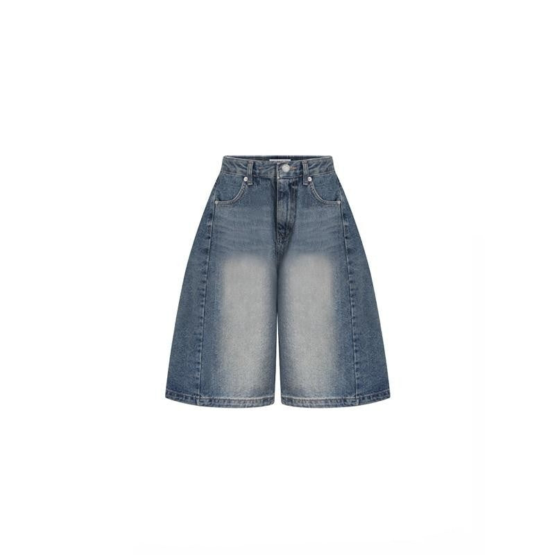 Cropped Jeans Women's Retro Wide Leg Shorts