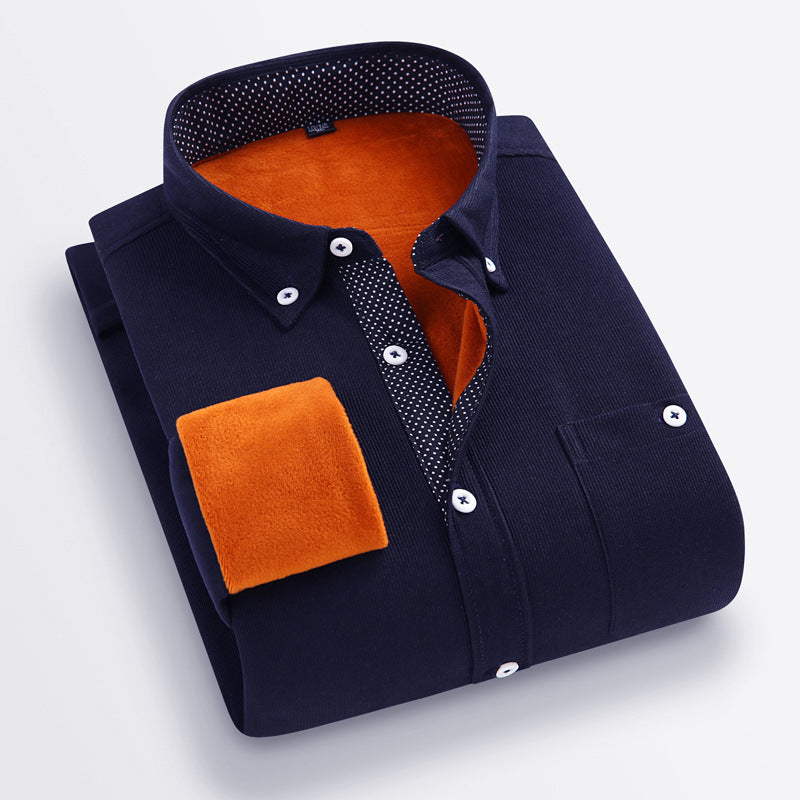 Autumn And Winter Men's Casual Fashion Flannel Shirt Thickened