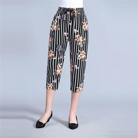 Loose Straight-leg Mother's Floral Pants