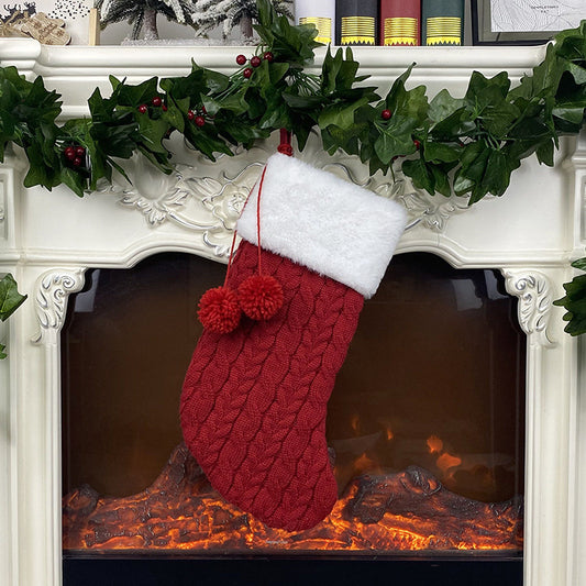 Knitted Wool Christmas Stockings Gift Bag Candy Bag