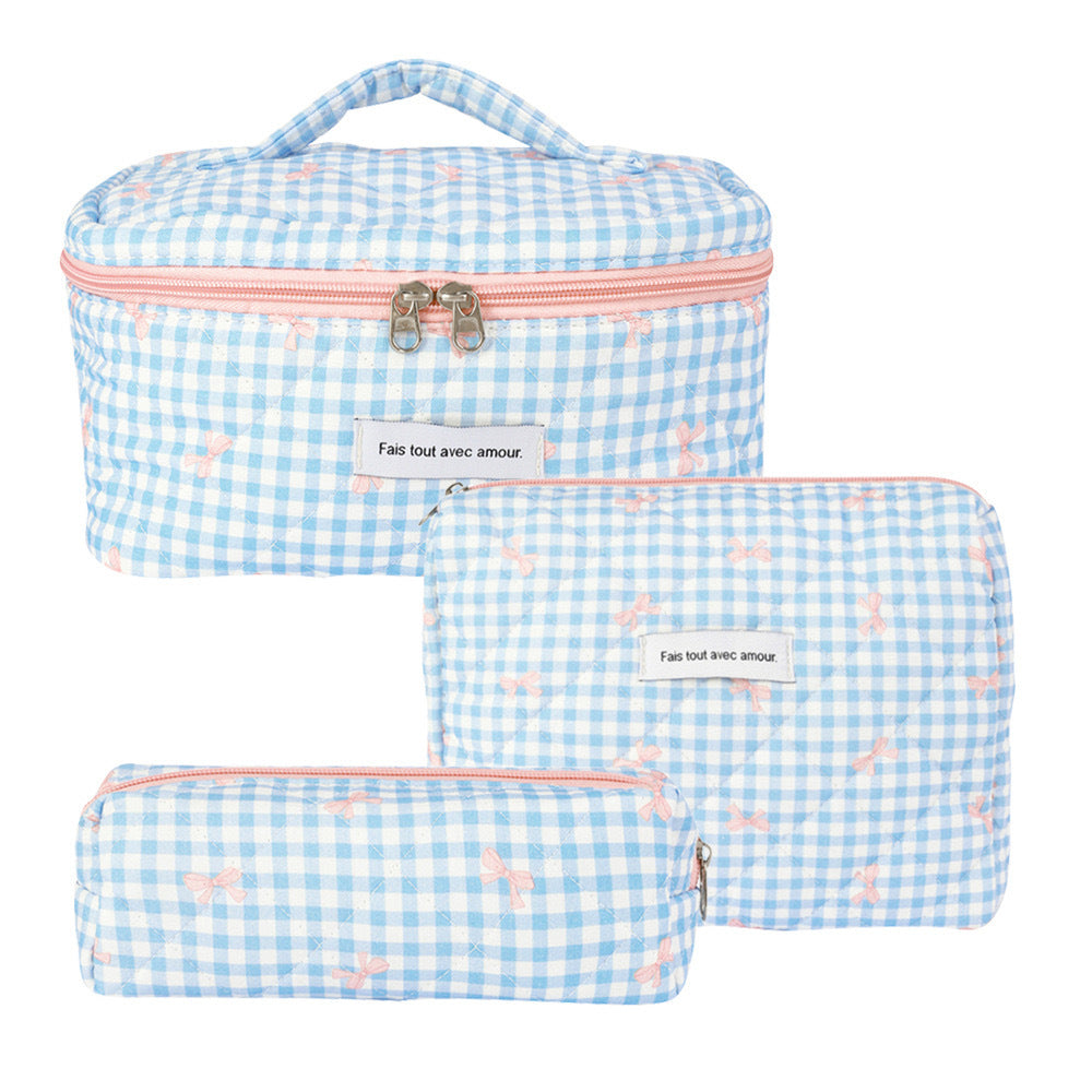 Small Floral Storage Portable Cosmetic Bag Large Capacity