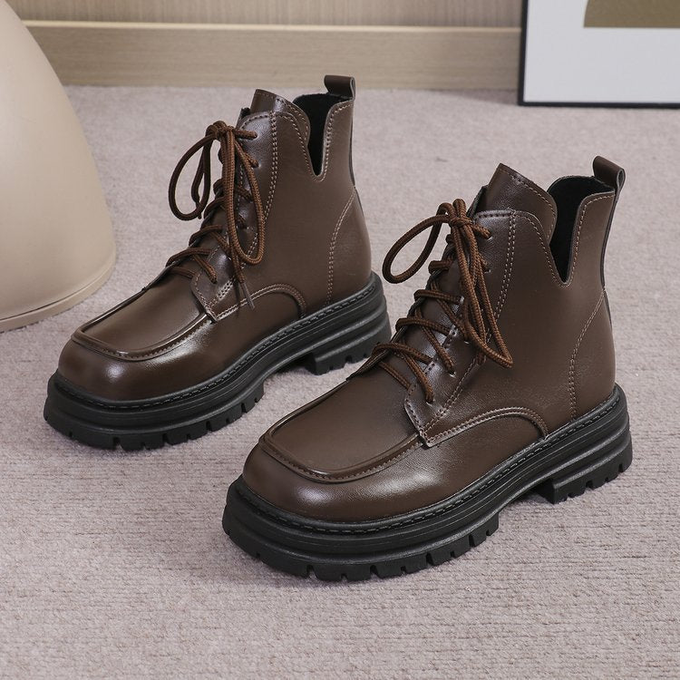 New Platform Cross Strap Solid Color Women's Boots