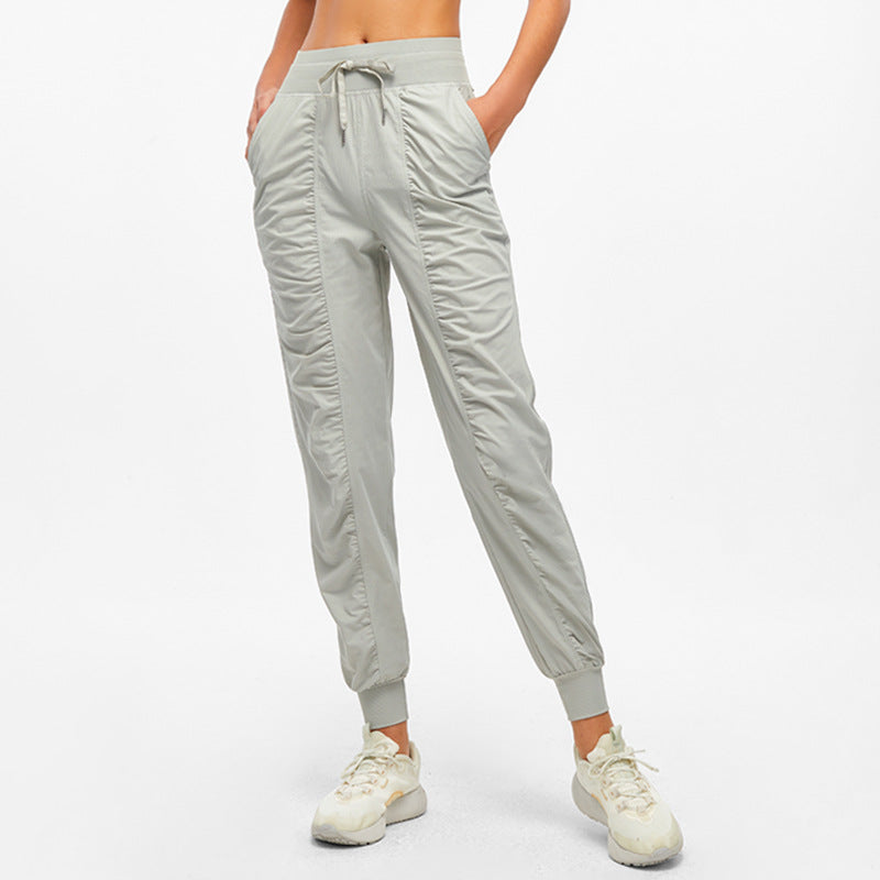 Sports Pants Women's Yoga Running Fitness Nine Points Quick-drying Breathable Pleated