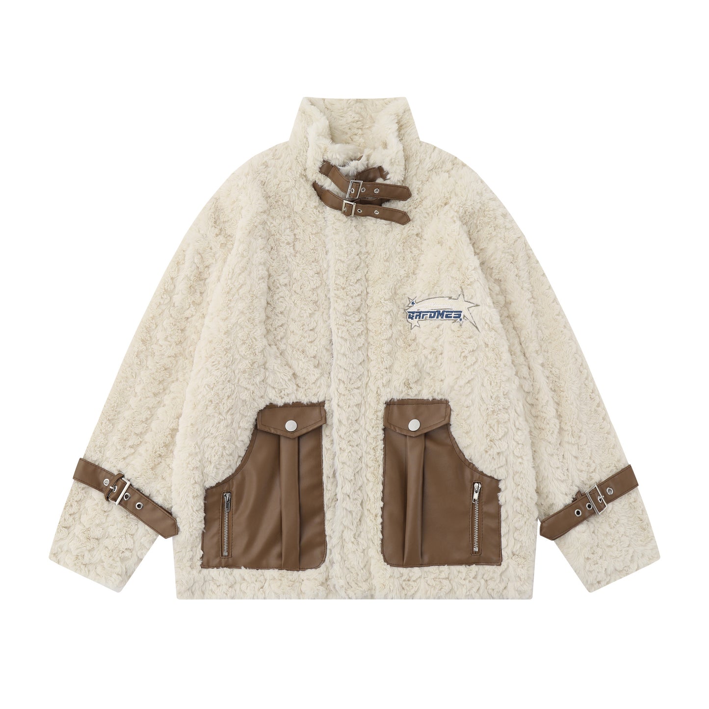 Thickened Motorcycle Lamb Wool Coat For Men