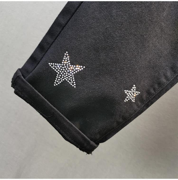Men's Loose And Thin Star Hot Drill Hole Chimney Pants