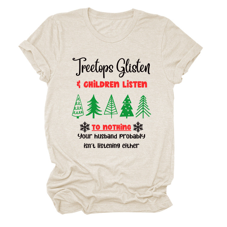 Christmas Print Casual Short Sleeve T-Shirt