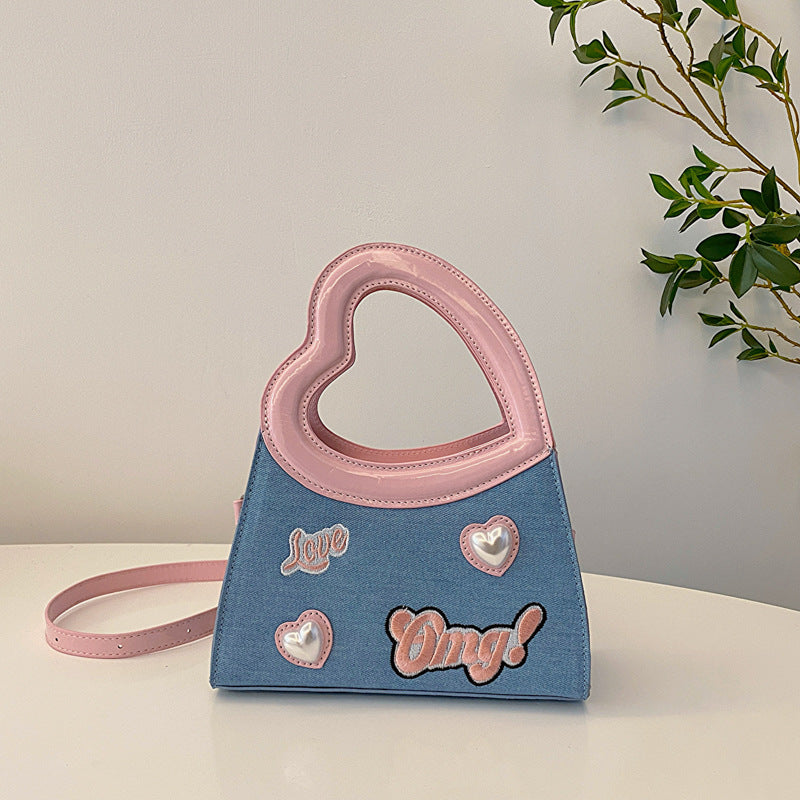 Special-interest Design Love Handbag Contrast Color Fashion