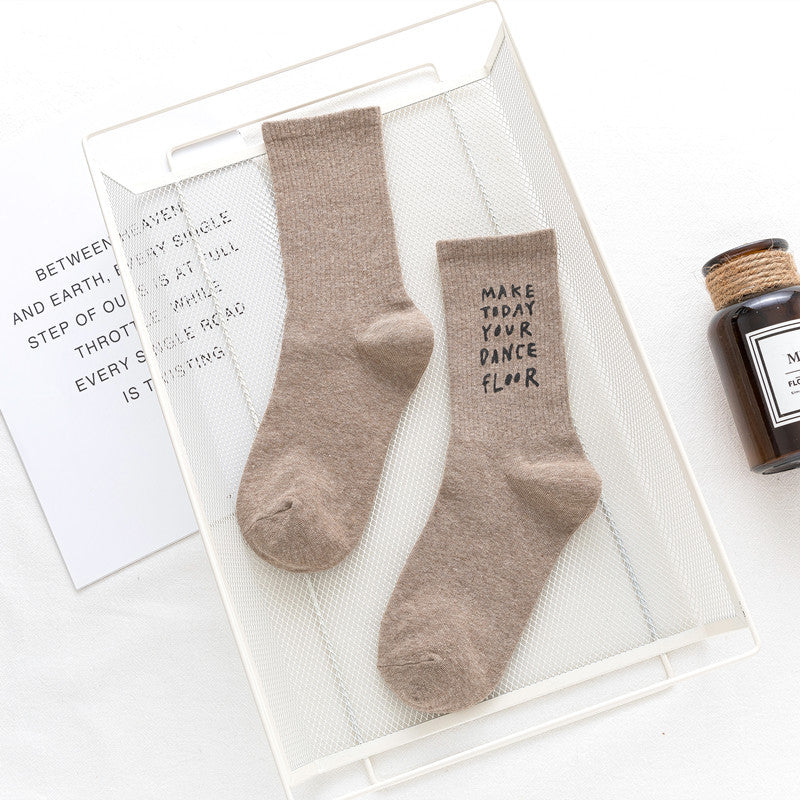 Women's alphabet pile cotton socks