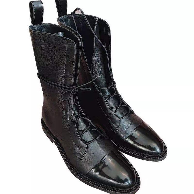 Handsome Short Boots With Round Toe Square Heel And Mid Heel