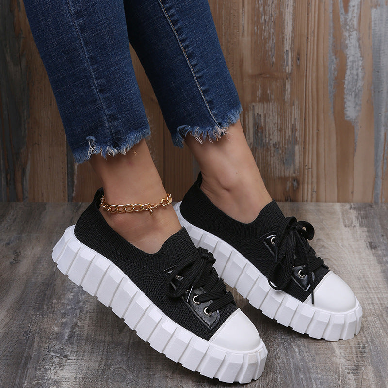 Women's Spring New Retro Round Toe Lace-up Biscuit Shoes