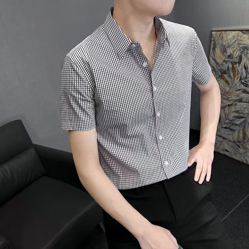 New Mens Minimalist Trendy Plaid Shirt
