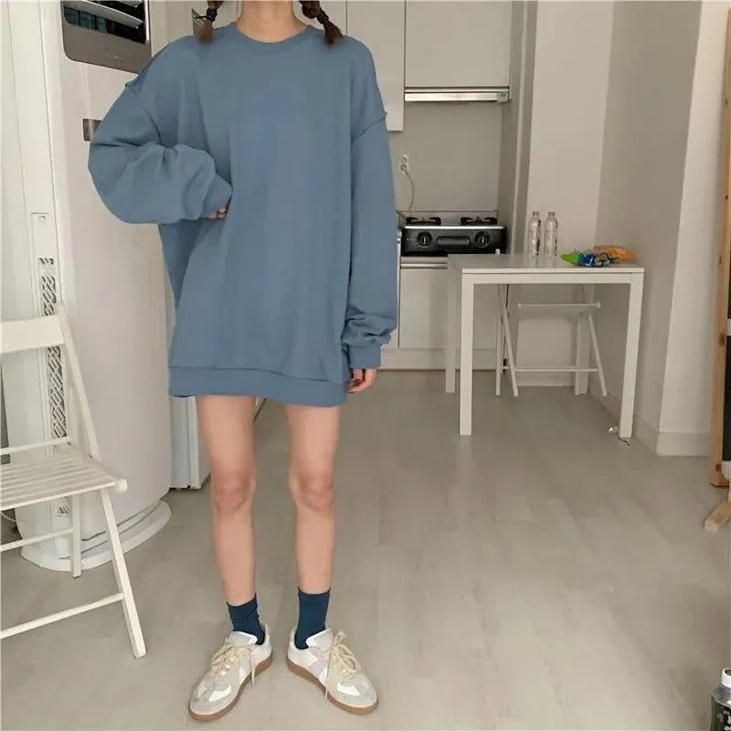 Korean Style Loose Solid Color Pullover Sweater