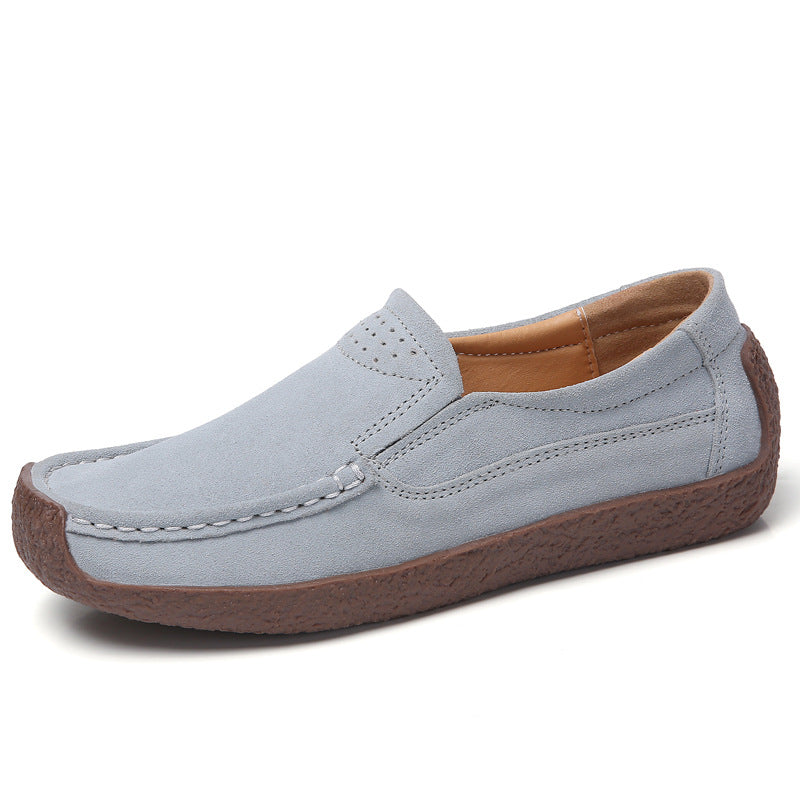 Mode loafers med rund tå afslappede alsidige ensfarvede flade sko slip-on hyggelige sko