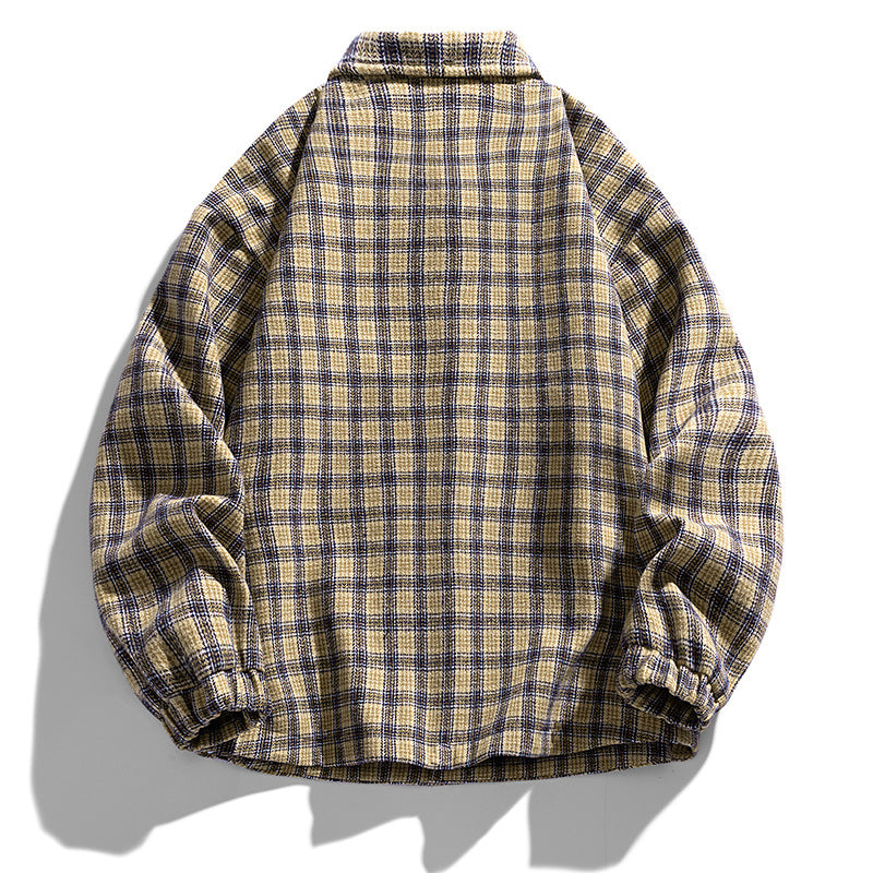 Color-Block Houndstooth Plus-Size Shirt Jacket