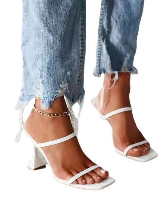 Size Women's Shoes Fashion Sandals Slim Heel High Heel One