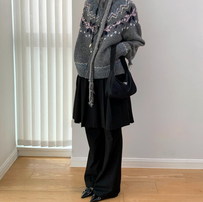 New Autumn Korean-Style Design Fake Two-Piece Casual Pants In A Bib-Style Cut
