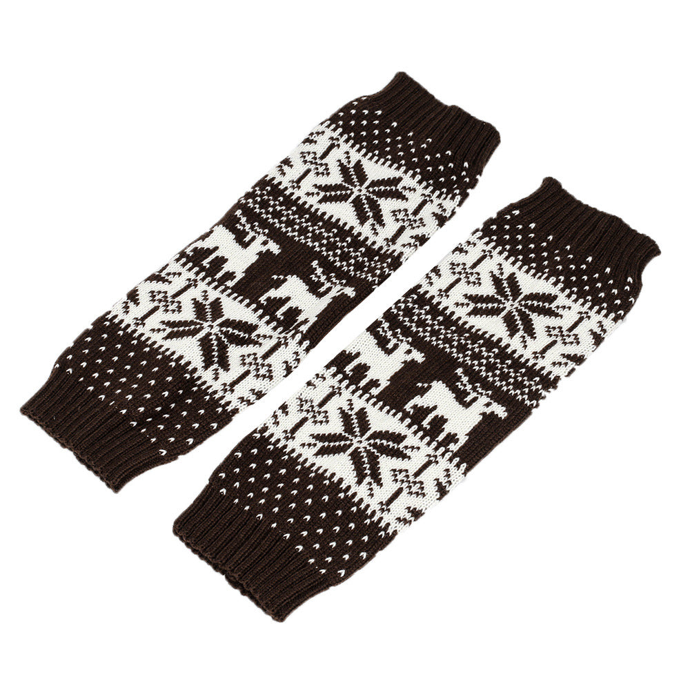 Thickened Christmas Socks Snowflake Deer Knitted Wool Foot Warmer Cover