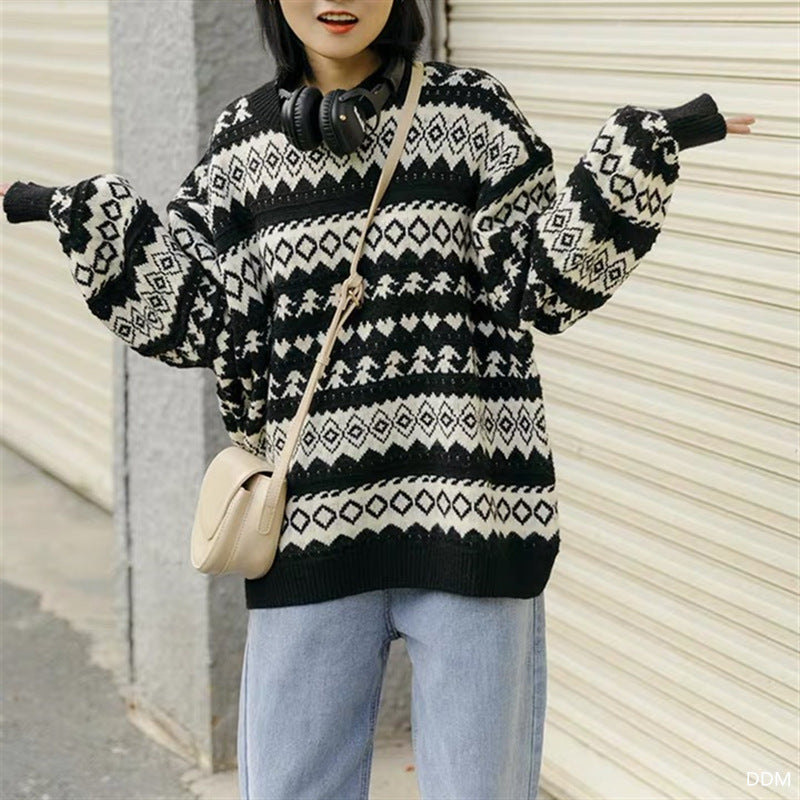 Women's Literary And Artistic Port Style Sweater Loose Sweet Pullover