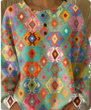 Woolen Button V-Neck Women's Sweater