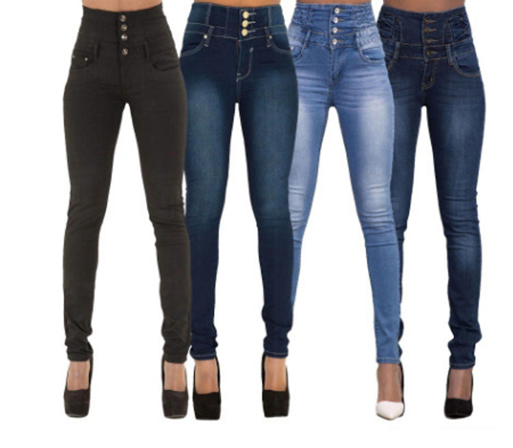 High waist fashion stretch denim pants