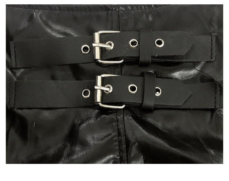 Faux leather stretch shorts