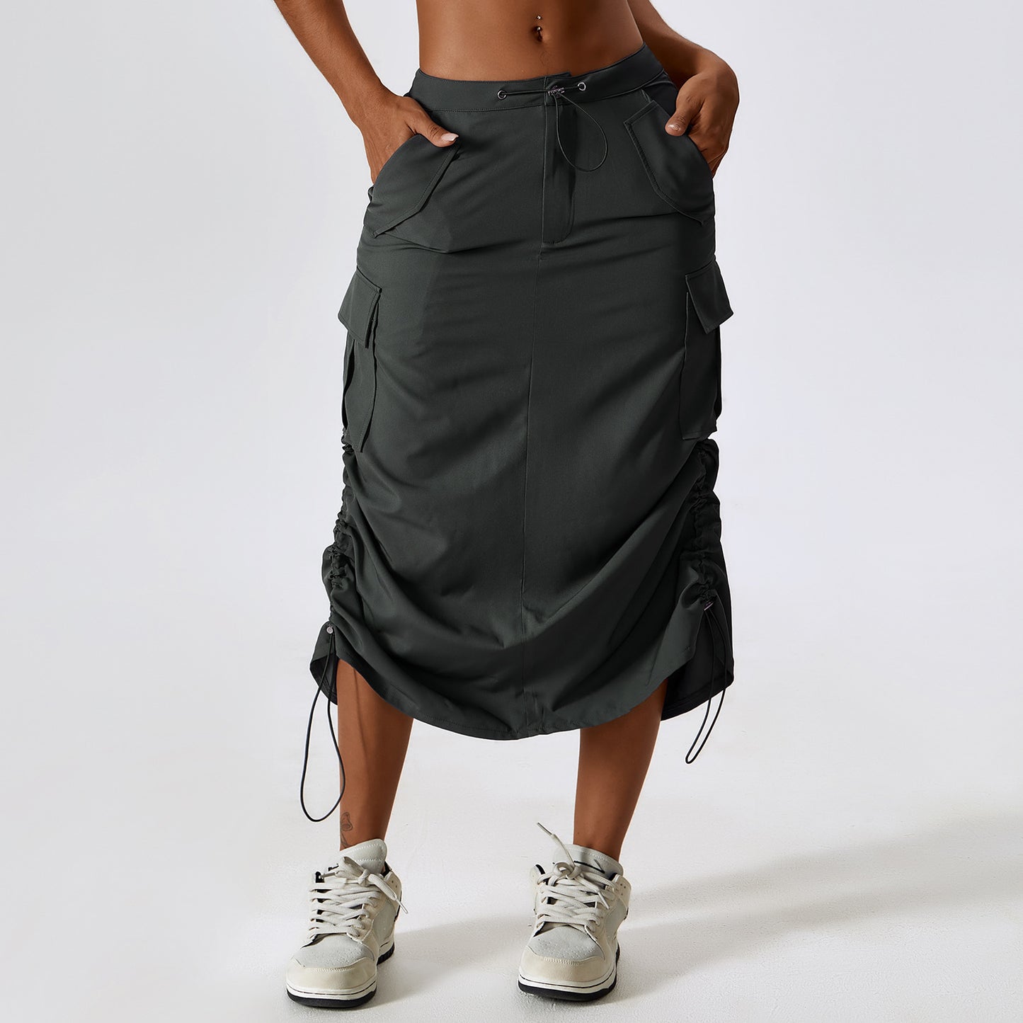 European And American Retro Suit Skirt Waist Sports Casual Skirt Mid-length All-matching Work Clothes Pocket Skirt