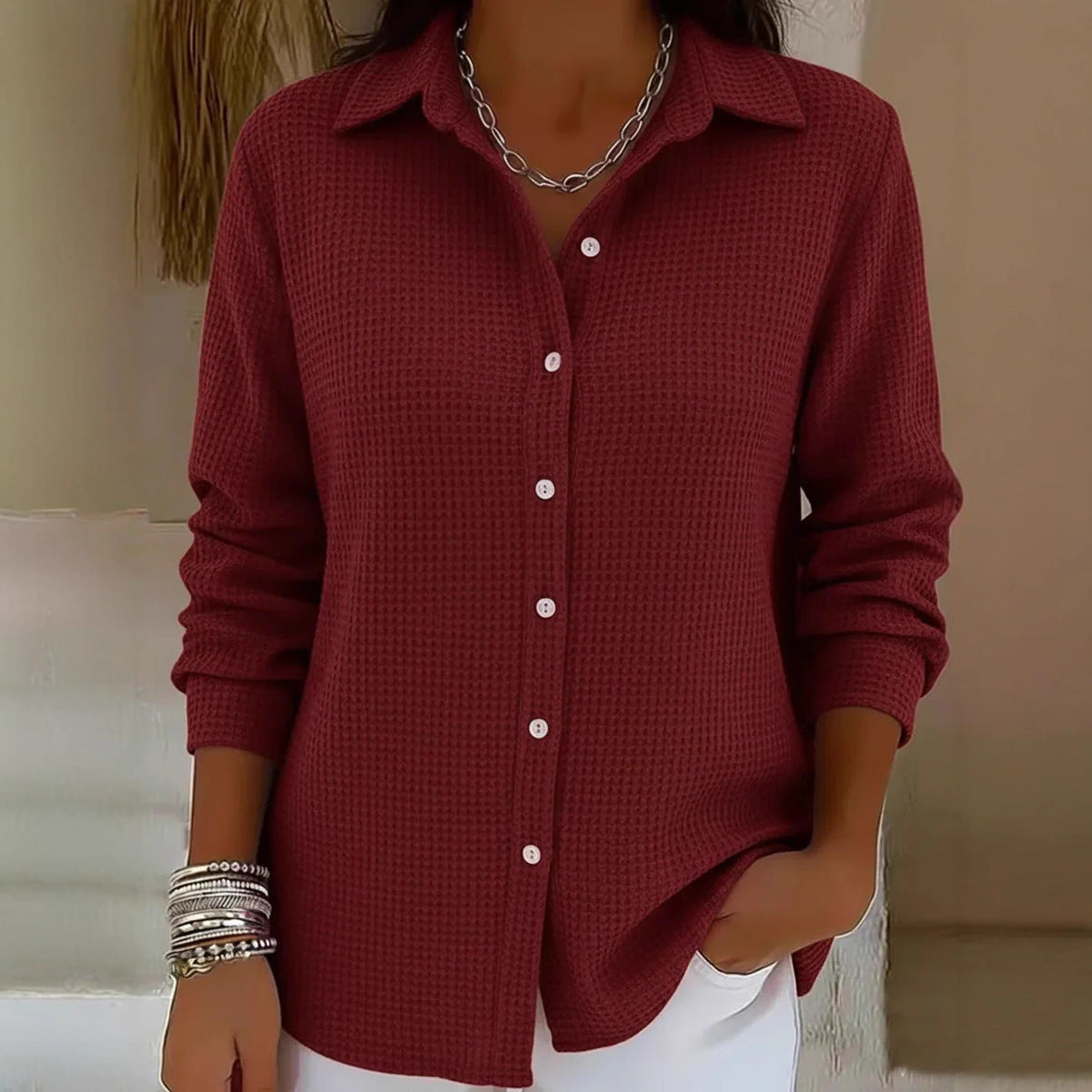 Button-front Knitted Cardigan With A Lapel Neckline