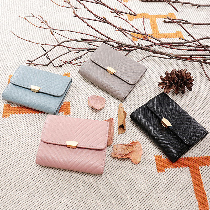 Large-capacity Leather Zipper Two-fold Long Clutch