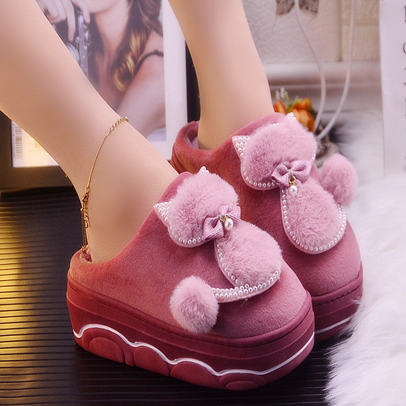 Women's thick-soled fur shoes