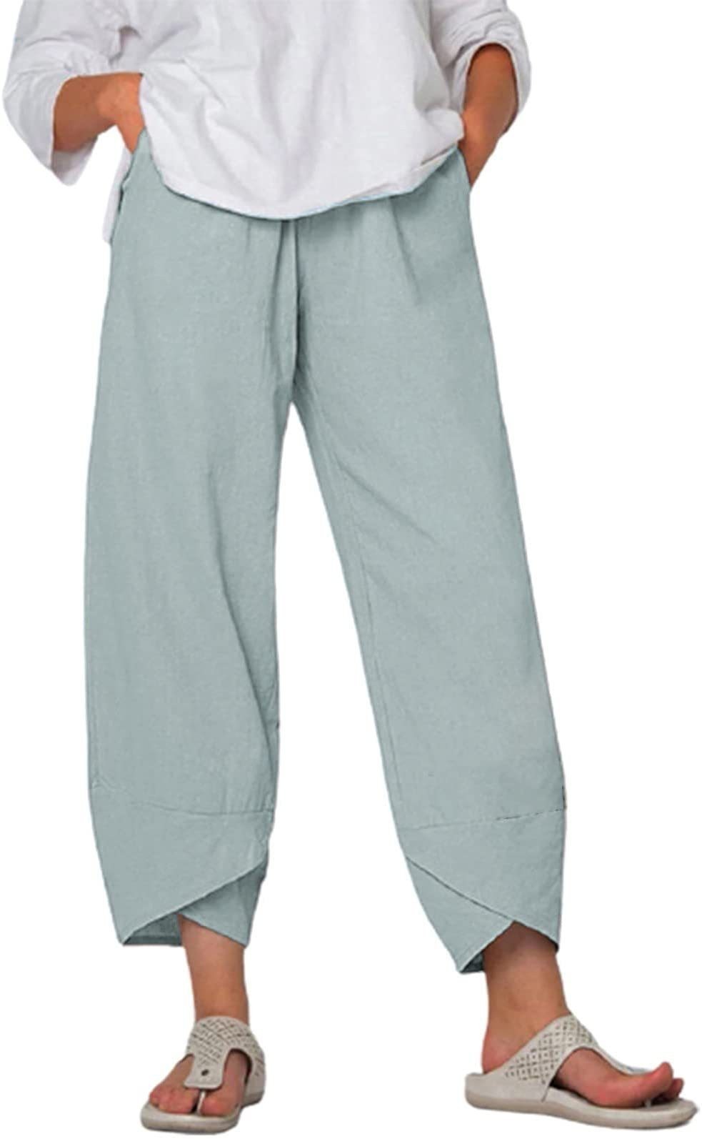 Solid Color Plus Size Women's Simple Loose Casual Cropped Pants