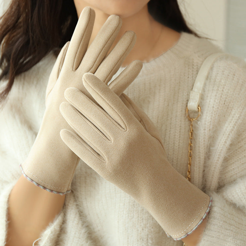 Women's Fleece Gloves Warm And Cold Protection Cute Touch Screen
