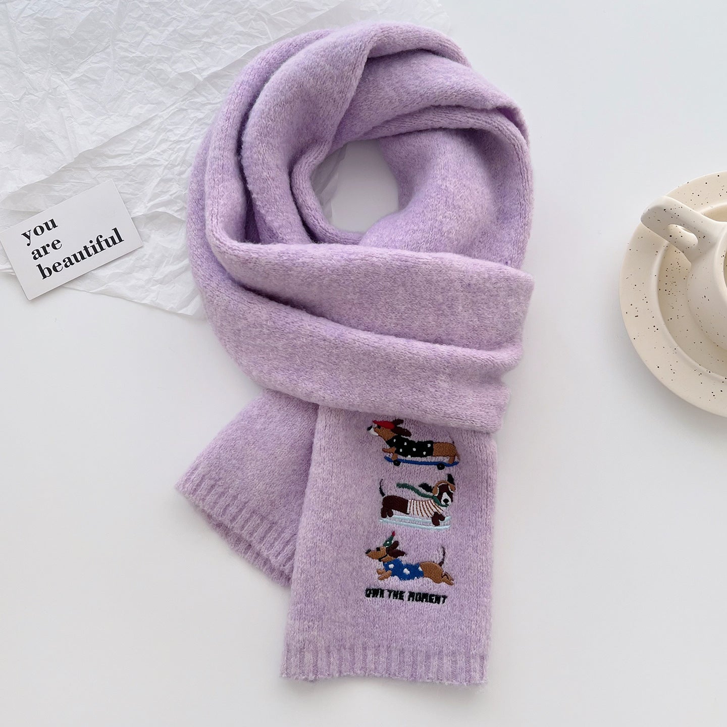 Sausage Dog Embroidered Scarf For Men And Women