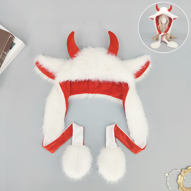 Cute Yak Wool Plush Outdoor Earflap Hat