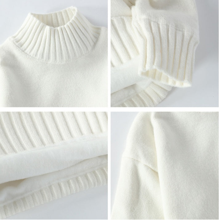 Plus Fleece Padded High Neck Men's Sweater