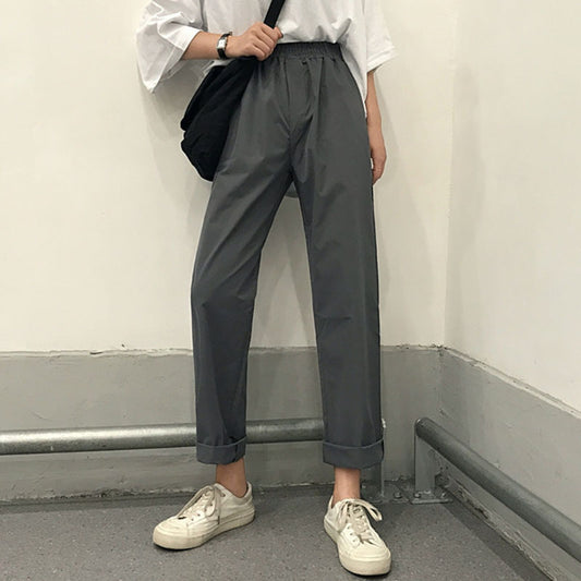 Elastic High Waist All-matching Loose Straight Casual Pants For Women