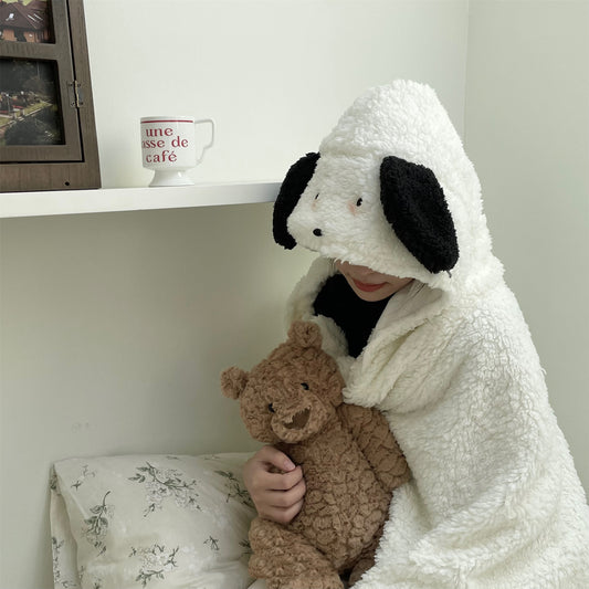 Cartoon Bear Plush Thick Warm Shawl