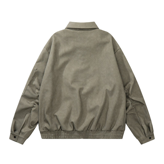 American Retro Motorcycle Clothing Leather Coat