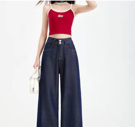 Lyocell Jeans Women's Summer Wide Leg High Waist Thin Loose