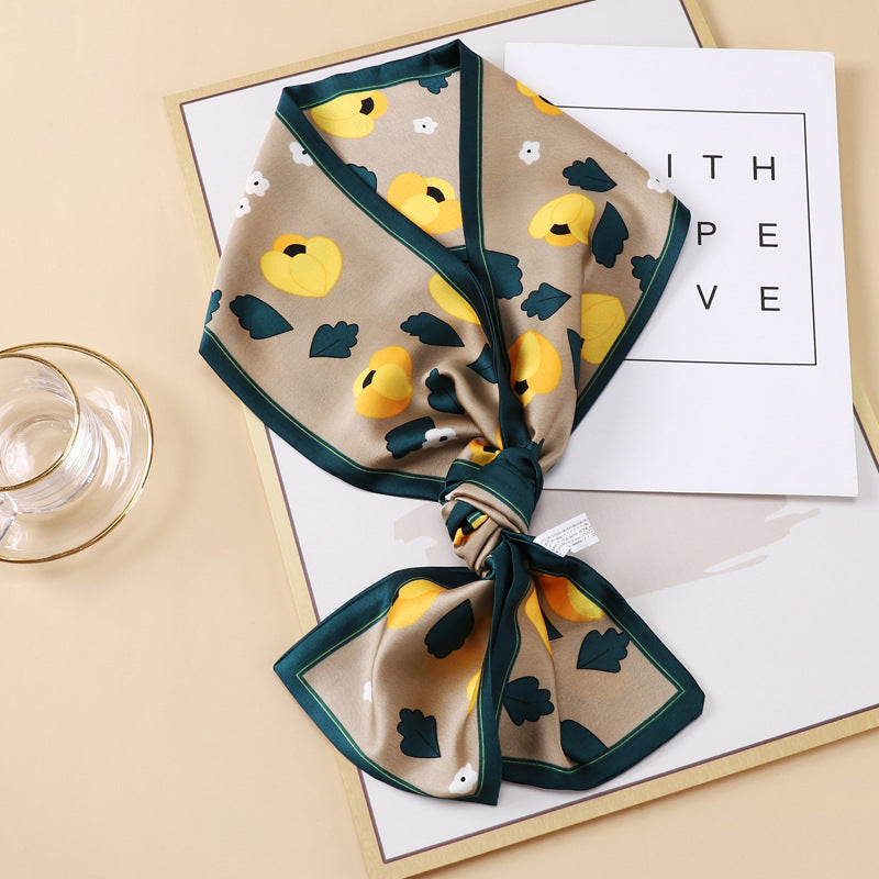 Small Silk Scarf Thin And Long Hair Binding Double Layer