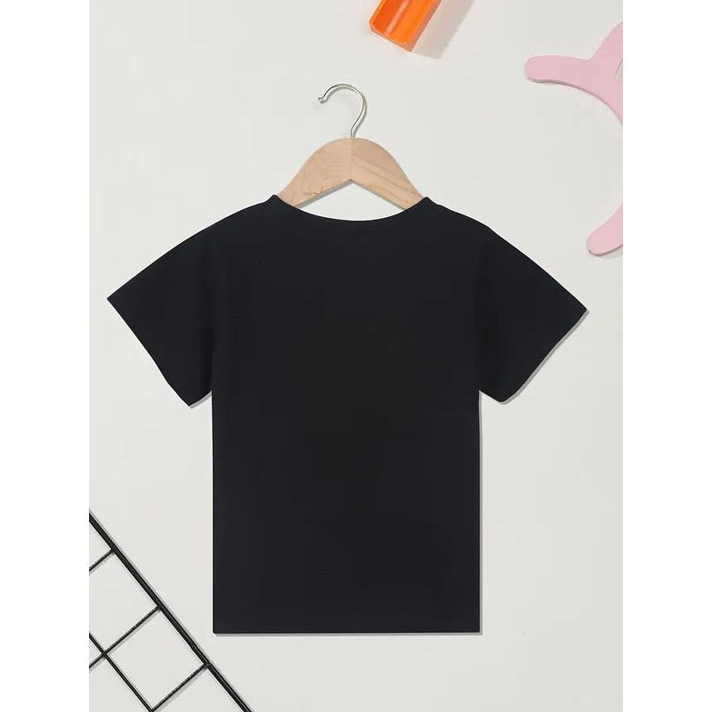Girls' Cotton T-shirt With Cow Head Pattern Print