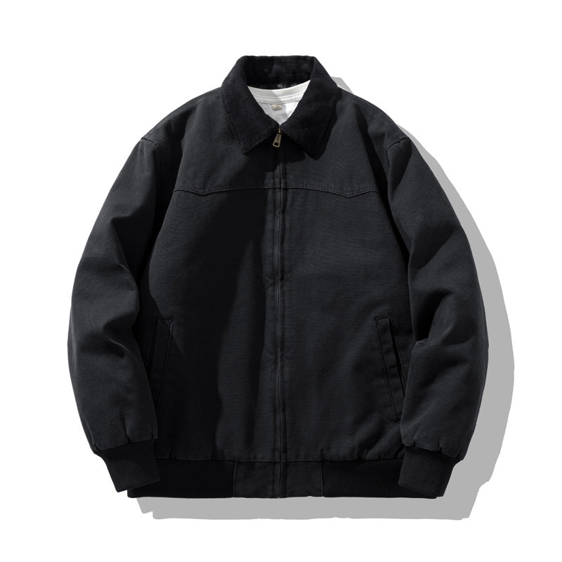 American-style Vintage Mens Thickened Washed-up Lapel Jacket Top