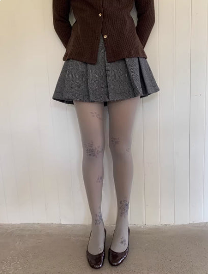 Floral Silk Stockings Slimming Thin Pantyhose
