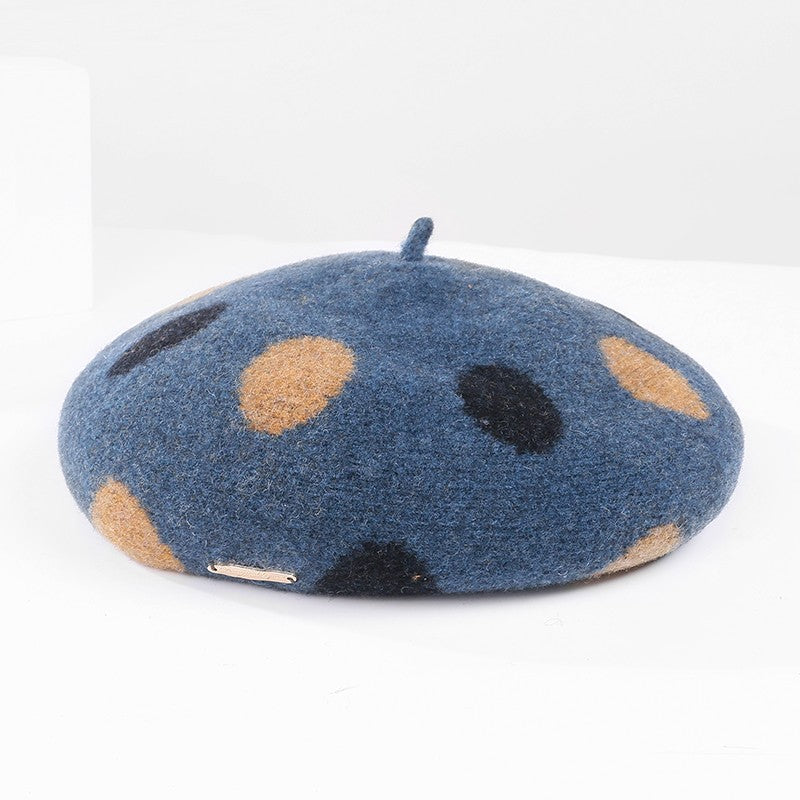 British Retro New Fashion Polka Dot Woolen Hat Women